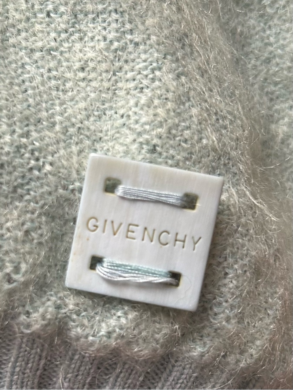 Vintage Givenchy Mohair Blend V-Neck Sweater in Seafoam Green